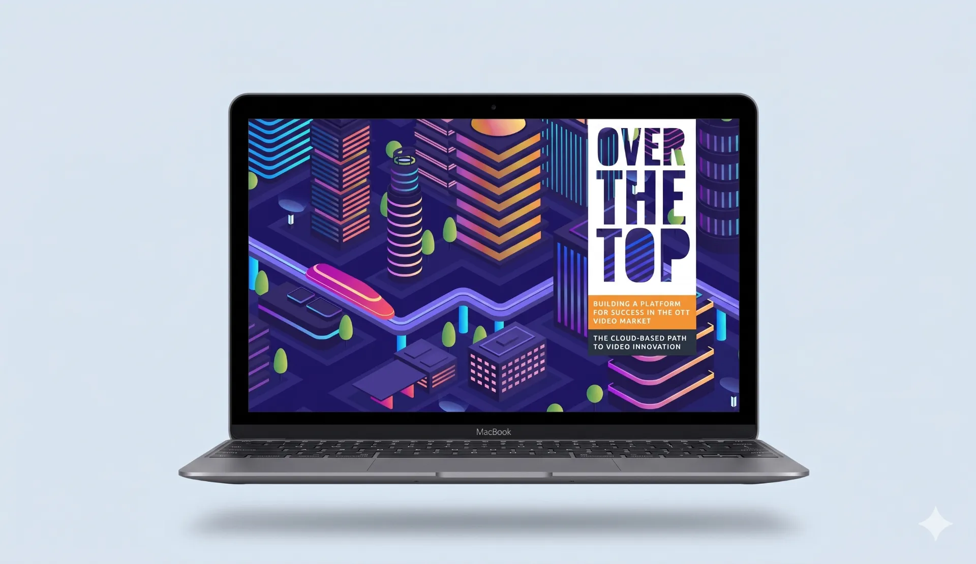 AWS Over the Top — magazine cover on laptop