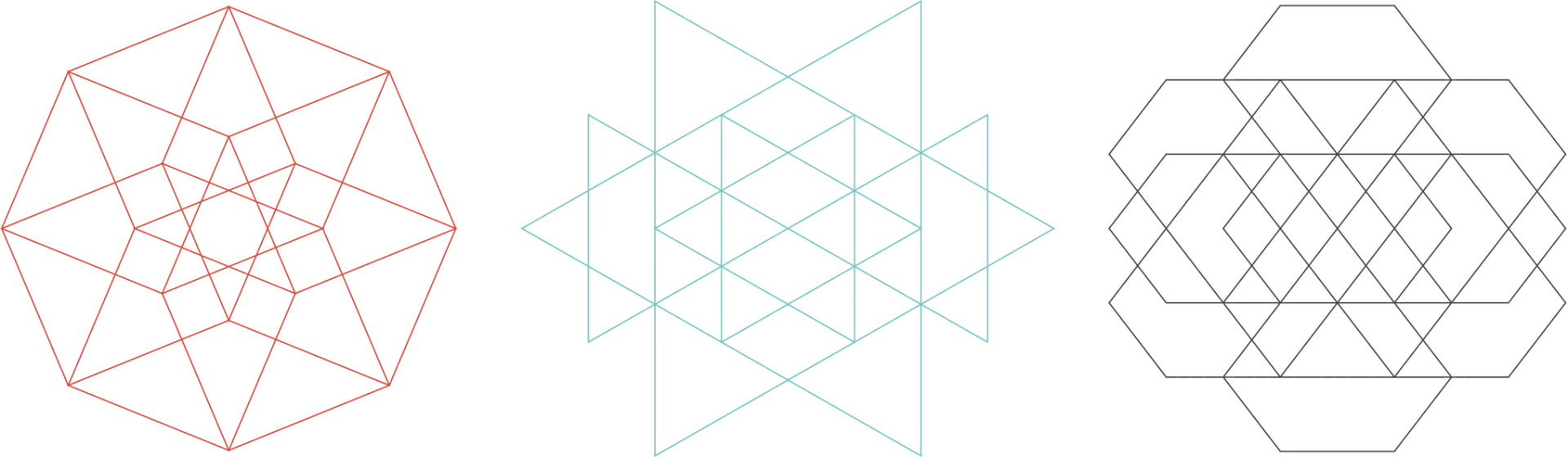 Three geometric pattern marks
